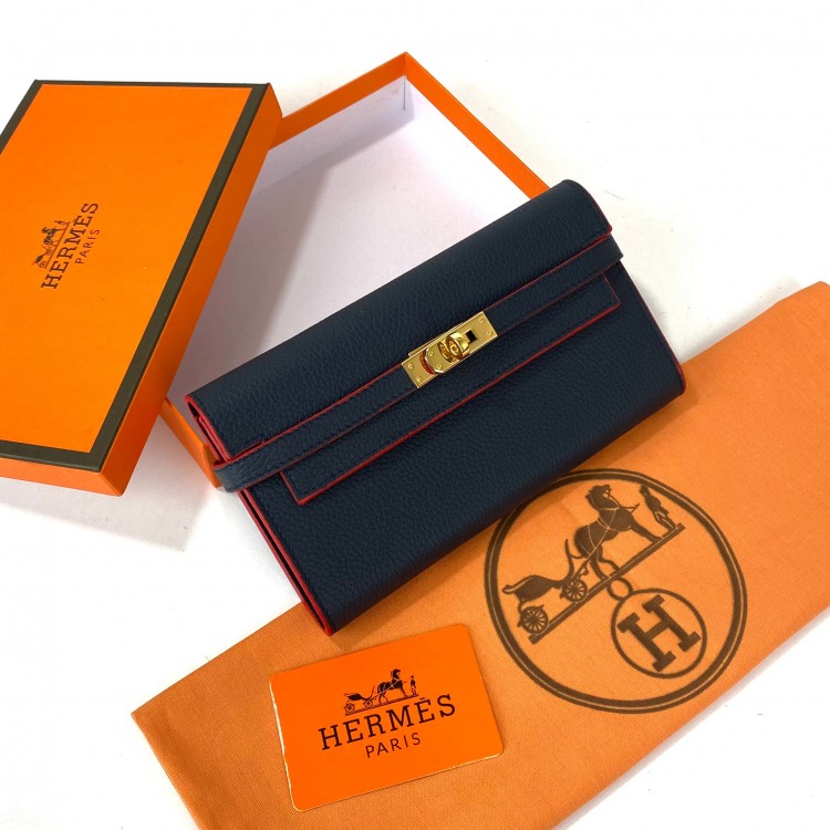 HERMES KELLY LONG WALLET LACİVERT